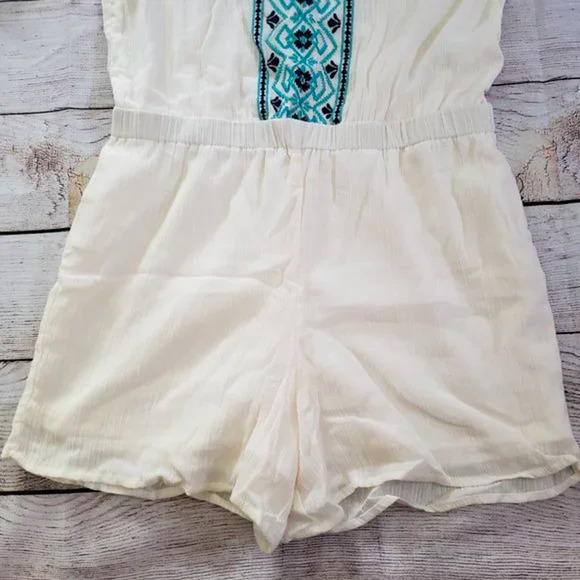GB GIRLS ivory cream sleeveless embroidered romper XL - Picture 2 of 6